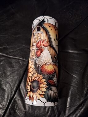 Rooster & Sunflower Insulated Tumbler - Farmhouse Illustration